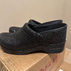 Dansko limited edition black sparkle clogs
